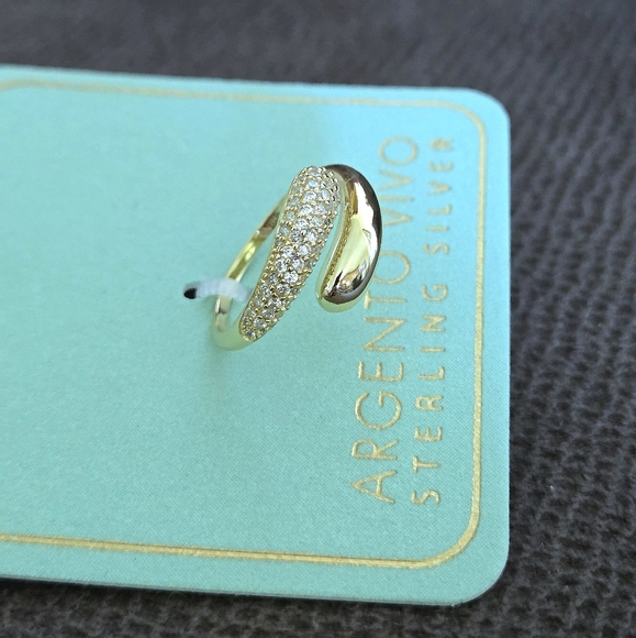 Argento Vivo Gold💛 Raindrops💧 Bypass🔁 Ring💍 - Picture 11 of 15